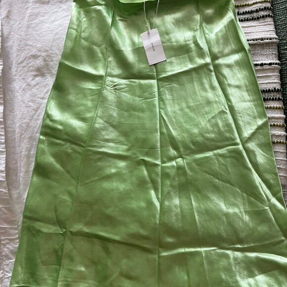 Vince Satin Slip Skirt in Lime Green - Picture 6 of 6